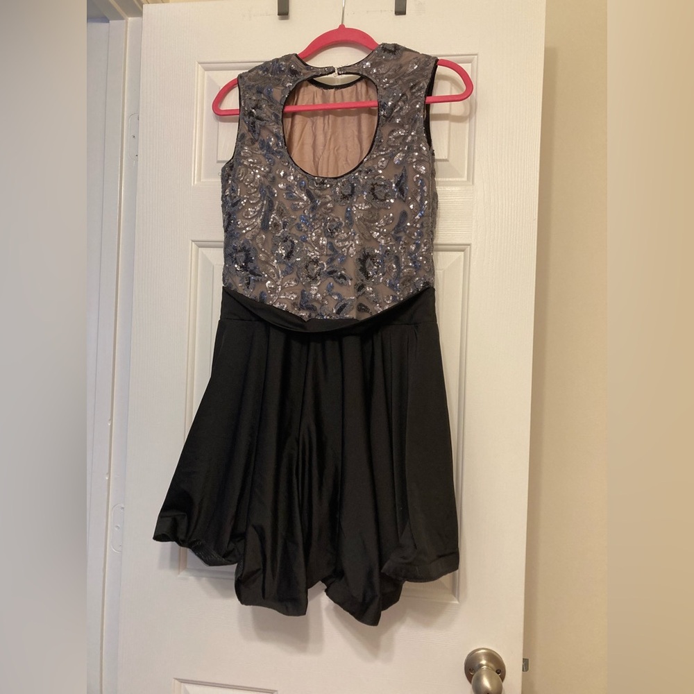 Revolution Dance Costume Lyrical Silver Sequin Black Dress RC19753 Adult Large - Picture 2 of 5